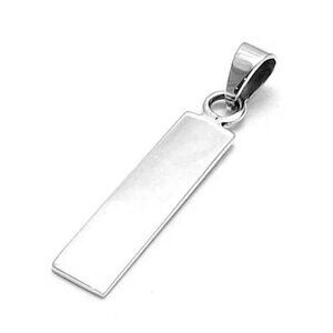 MODERN STERLING SILVER ENGRAVABLE RECTANGULAR BAR PENDANT.